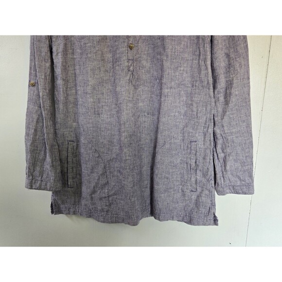 Duluth Trading Co Top  Womens S Tunic Blue Striped Hemp Organic Cotton Henley - Picture 3 of 7